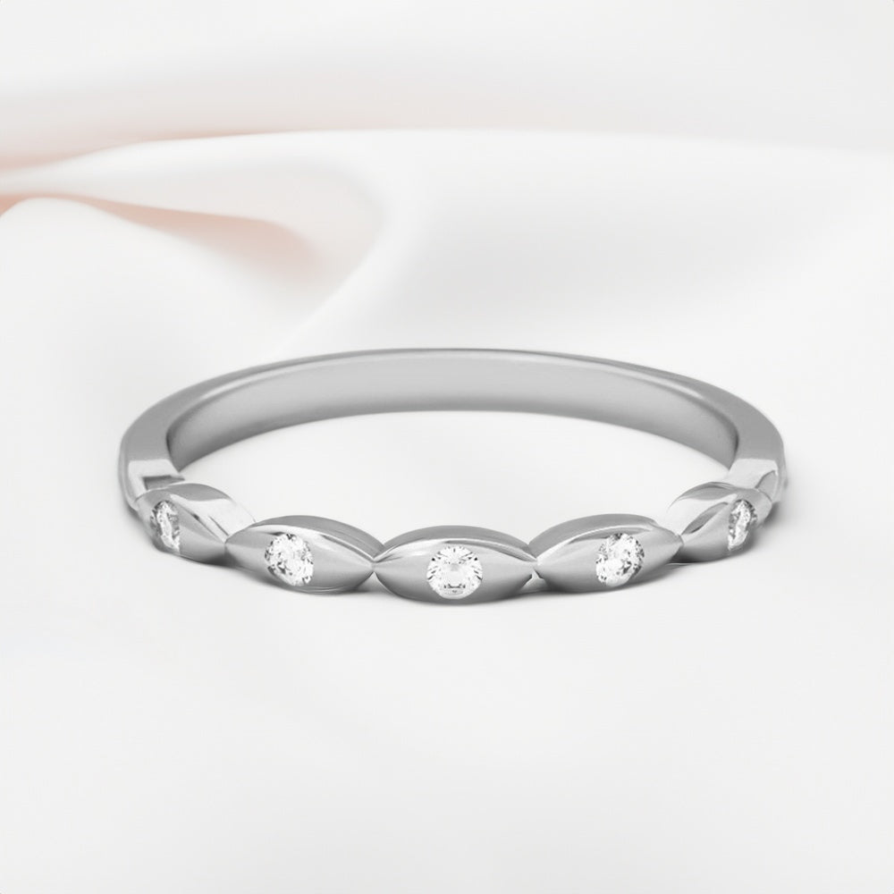 0.15 Carats Moissanite Round Shape Flush Wedding Band