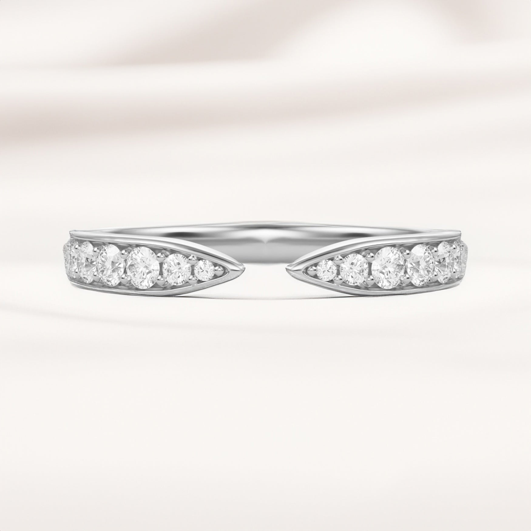 0.20 Carats Moissanite Round Shape Open Wedding Band