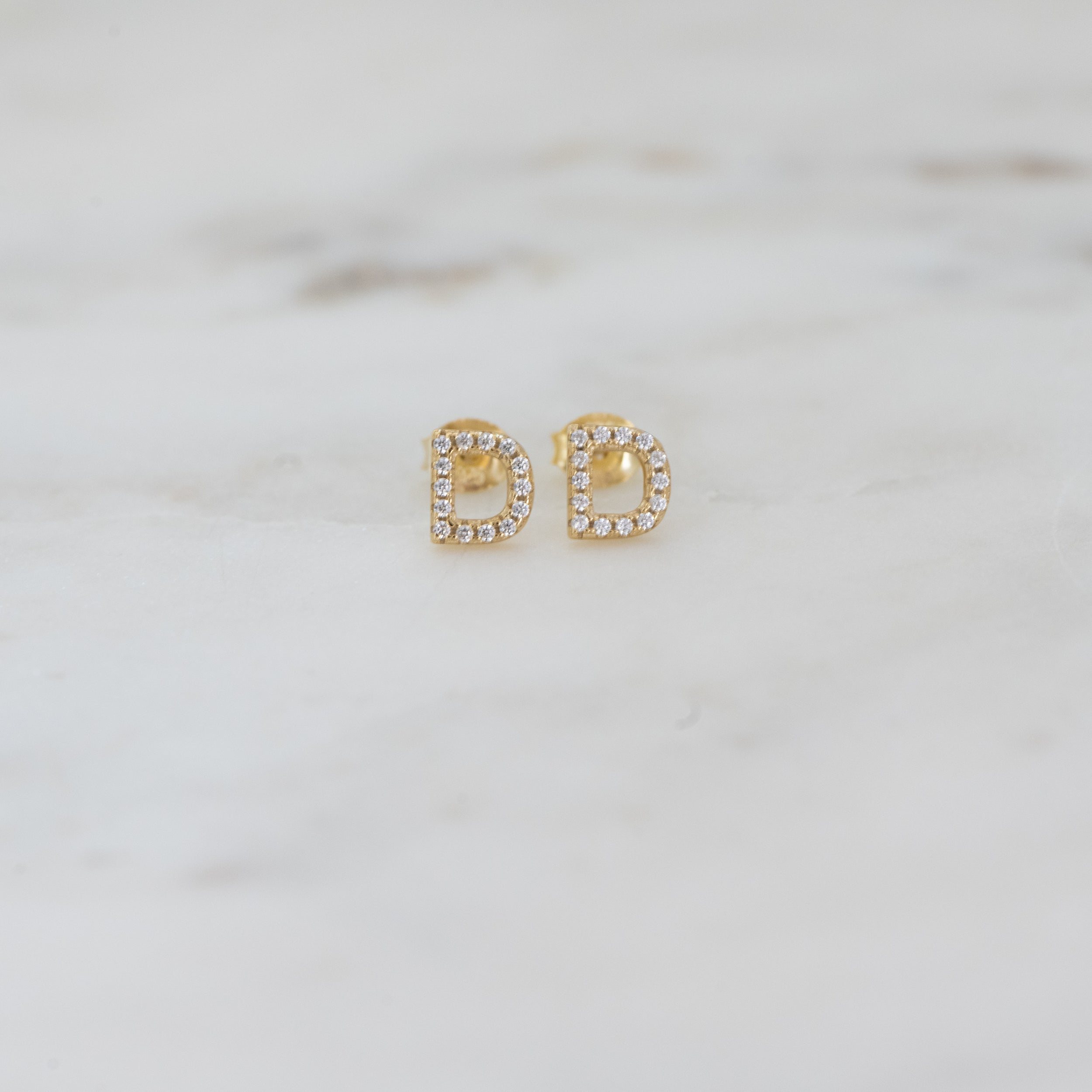 0.30 TCW Round Shape Moissanite Initial Stud Earrings