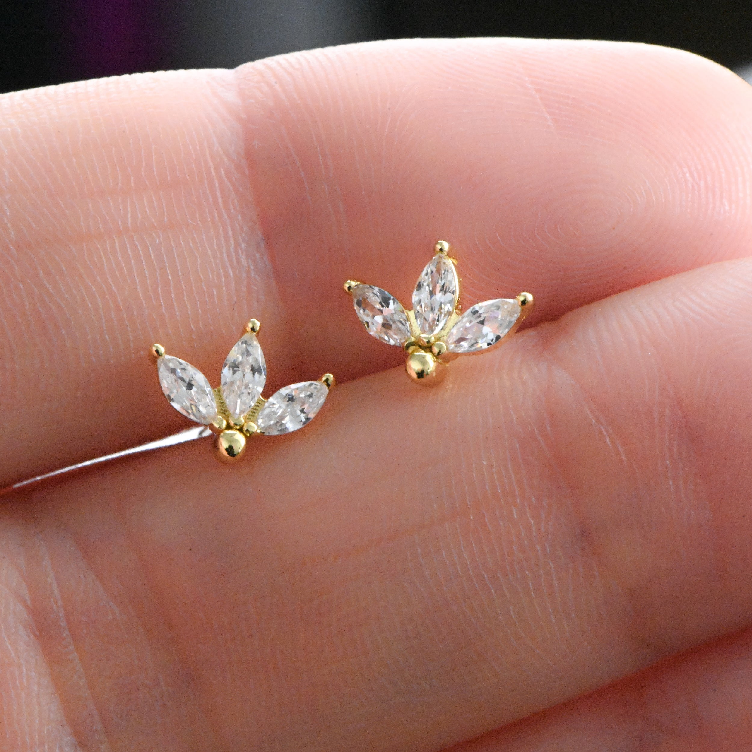 0.45 TCW Marquise Shape Moissanite Petal Stud Earrings