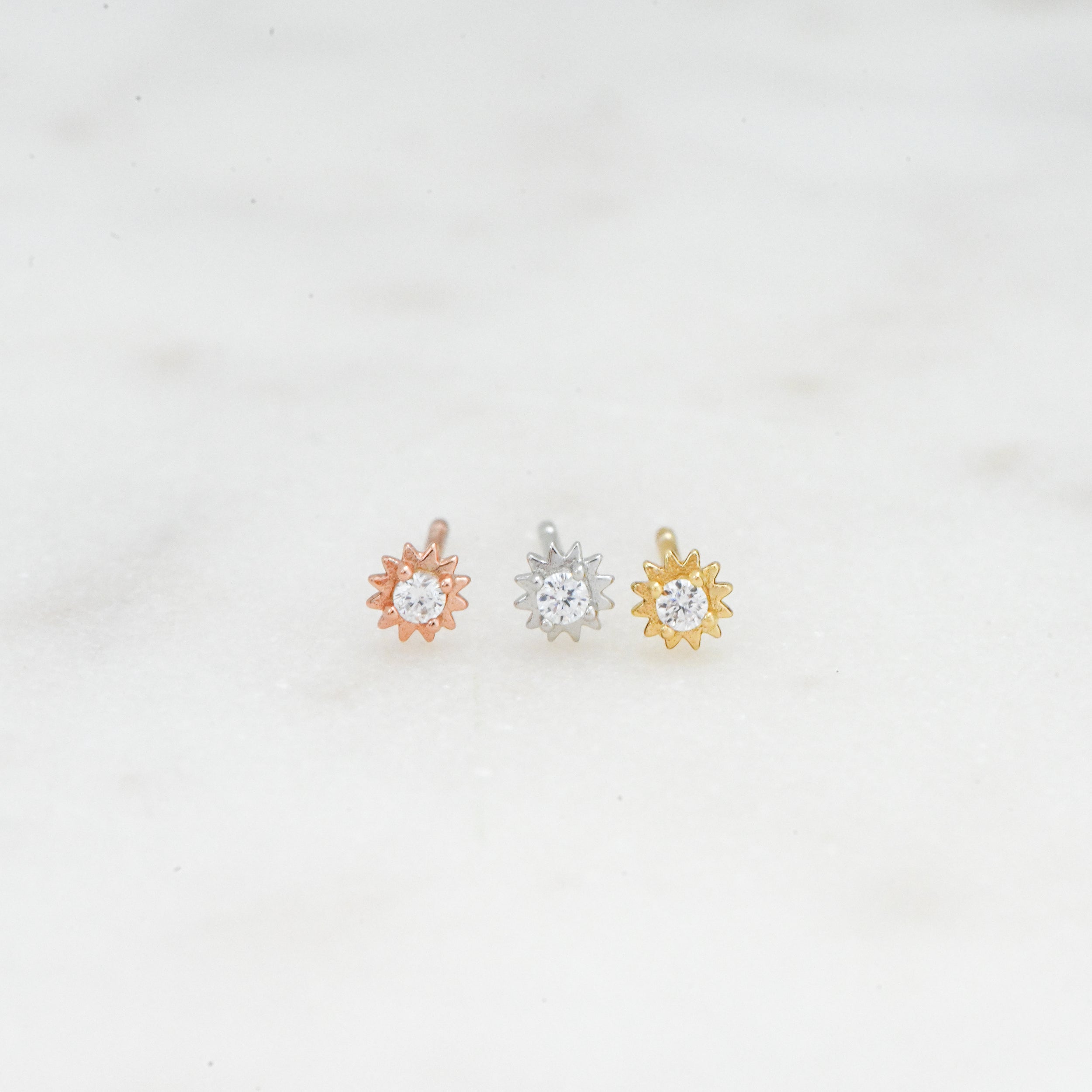 0.40 TCW Round Shape Moissanite Sunburst Stud Earrings