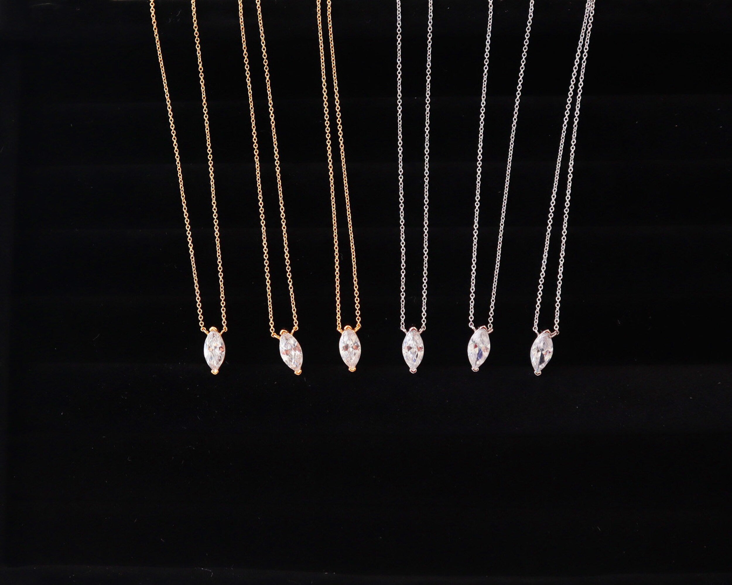 0.50 Carats Marquise Shape Moissanite Solitaire Necklace