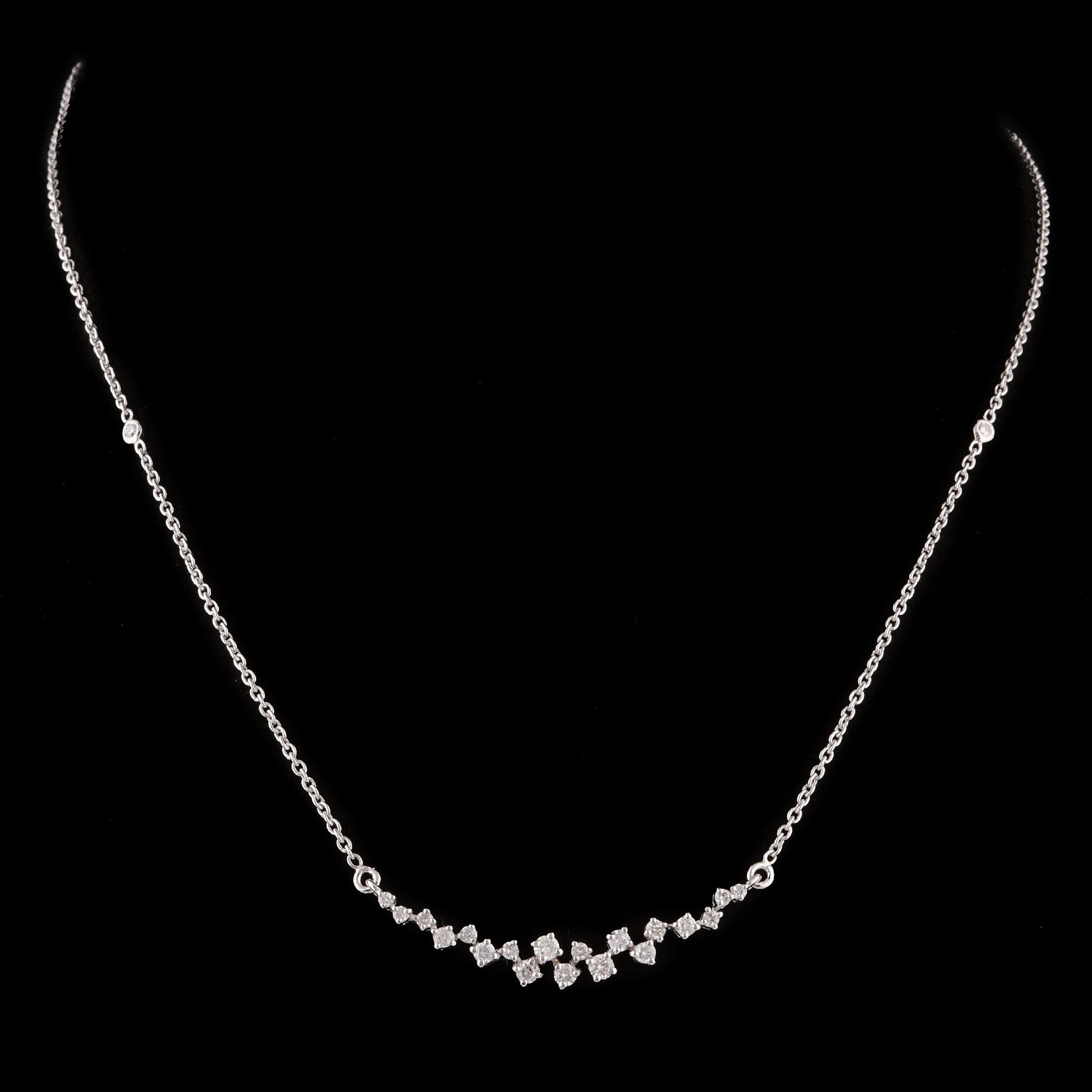 1.50 Carats Round Shape Moissanite Cluster Necklace