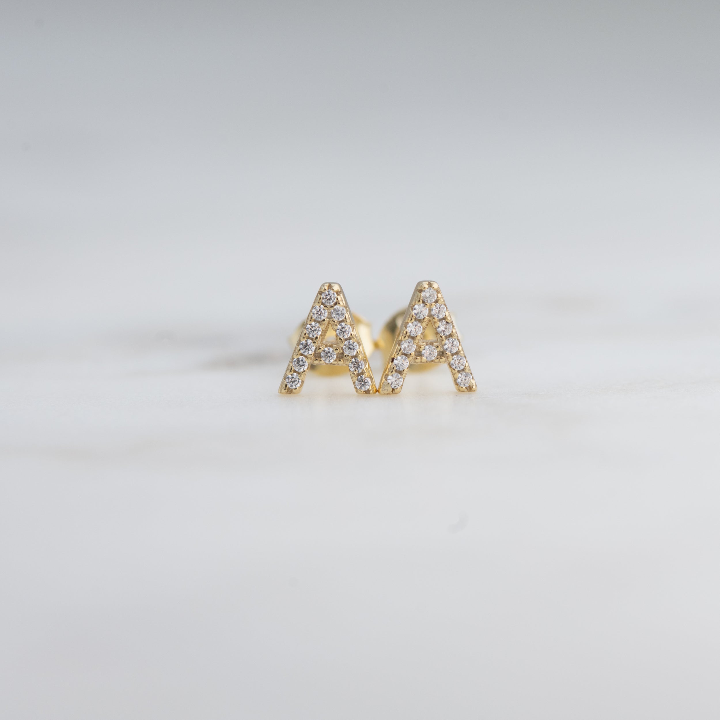 0.30 TCW Round Shape Moissanite Initial Stud Earrings