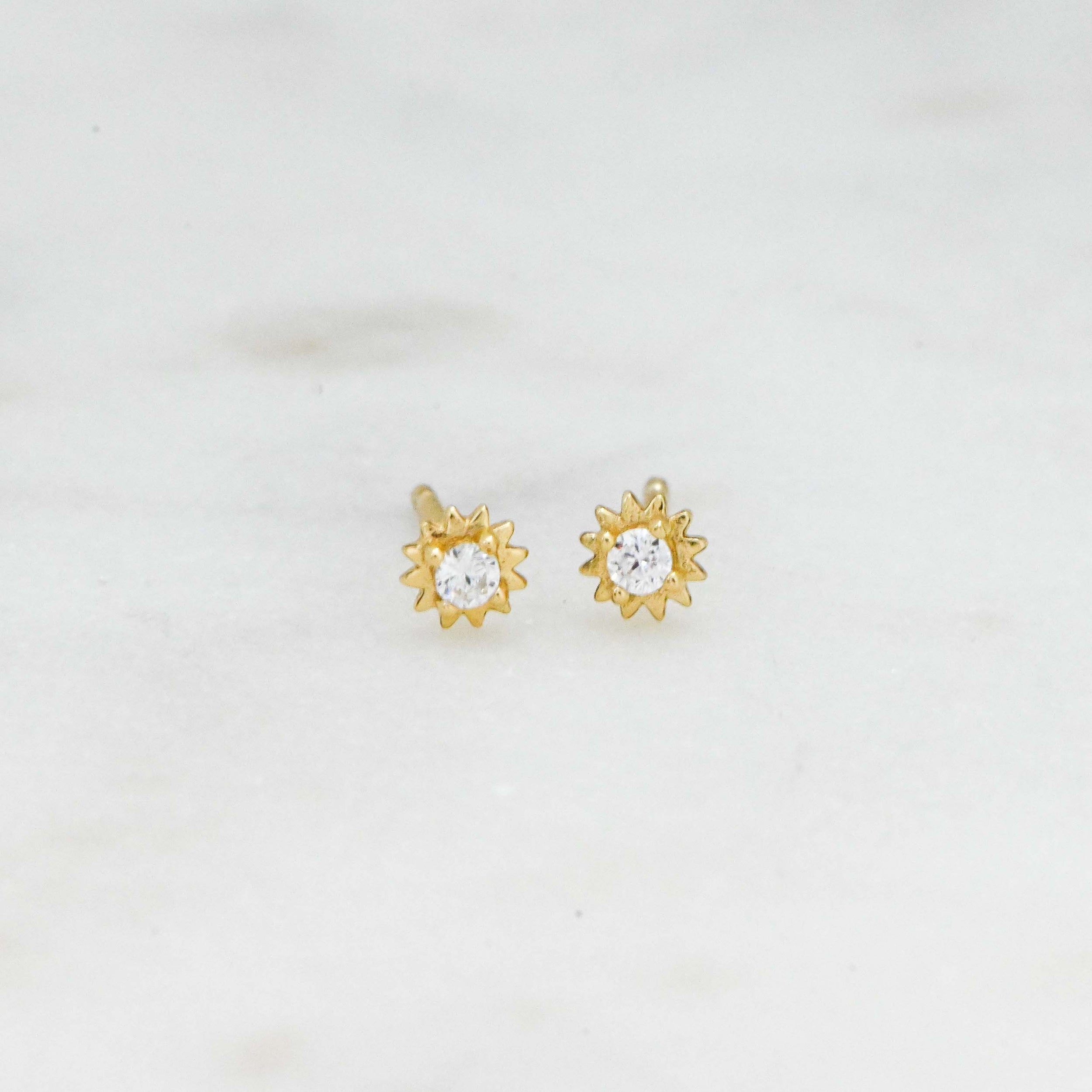 0.40 TCW Round Shape Moissanite Sunburst Stud Earrings