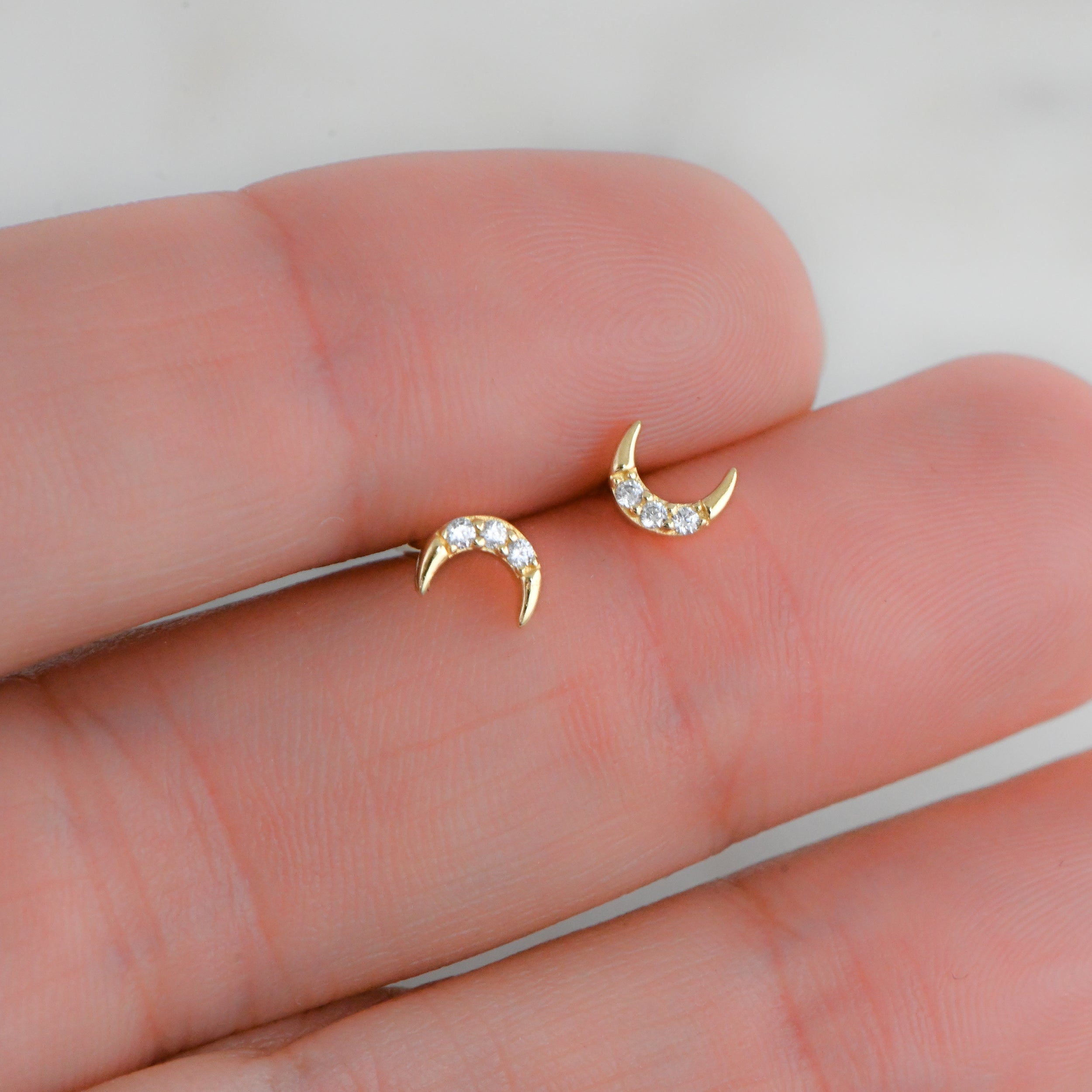 0.30 TCW Round Shape Moissanite Moon Stud Earrings